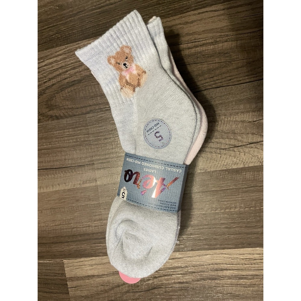 Aero Women's Cashmere Cushioned Mid-Crew Bear Novelty Socks 5 Pairs One Size